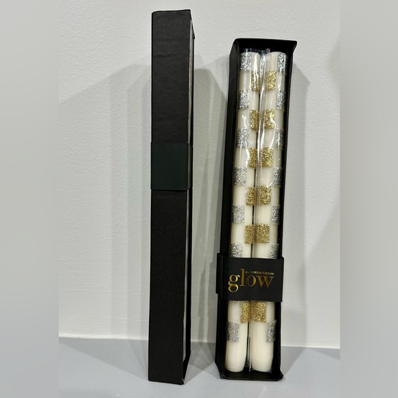 Mackenzie Childs Table Gold & Solver Tall Skinny Candles Set of 4 NEW - Picture 2 of 7